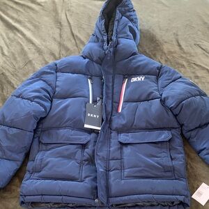 DKNY Kids Navy Puffer Coat
